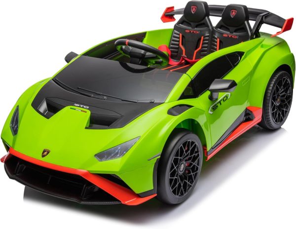 Masinuta electrica cu functie drift Lamborghini Huracan STO, putere 220W, 12V Premium, Verde