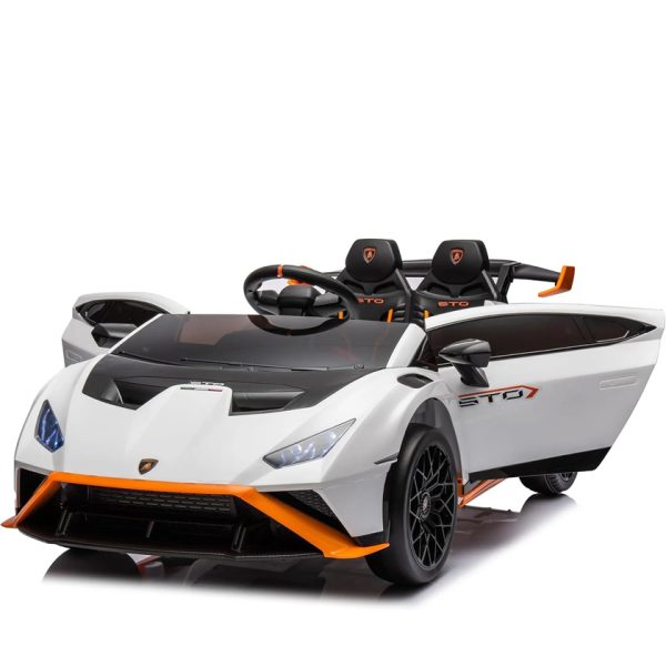 Masinuta electrica cu functie drift Lamborghini Huracan STO, putere 500W, 24V, echipare Premium, alb