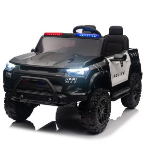 Masinuta electrica de politie pentru 2 copii, Kinderauto Police Patrol, 4x4, 800W, 24V, dotari premium, neagra