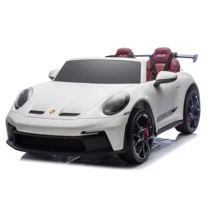 Masinuta electrica pentru 2 copii, Porsche 911 GT3, 320W, 24V 14Ah, echipata premium, alba