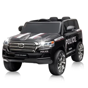 Masinuta electrica de politie, Toyota Land Cruiser, pentru 2 copii, 160W, 12V, echipare premium, neagra