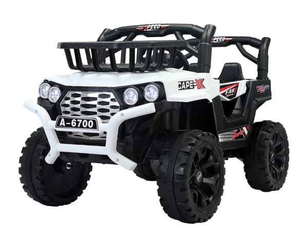 Masinuta electrica pentru copii intre 2 si 4 ani, 4x4, Kinderauto CAPE-X, 100W, 12V, scaun tapitat, alb