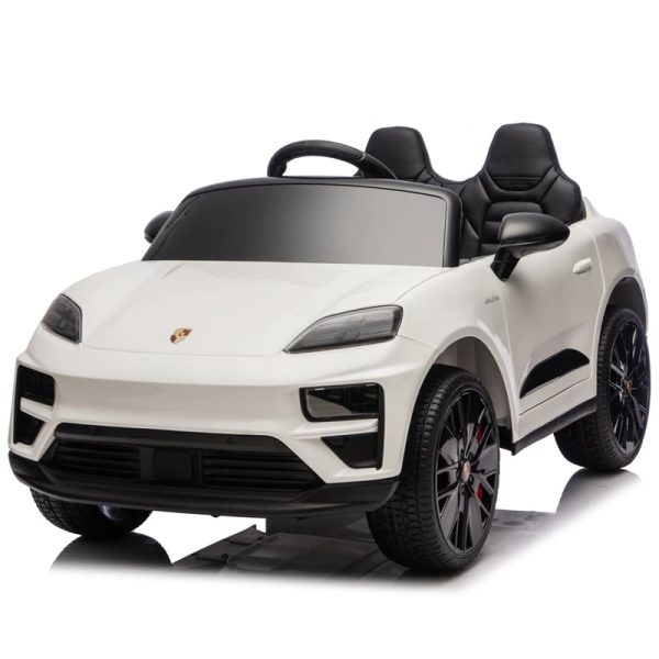 Masinuta electrica pentru copii, Porsche Macan, 140W 12V, roti EVA, scaun tapitat, echipata premium, alba
