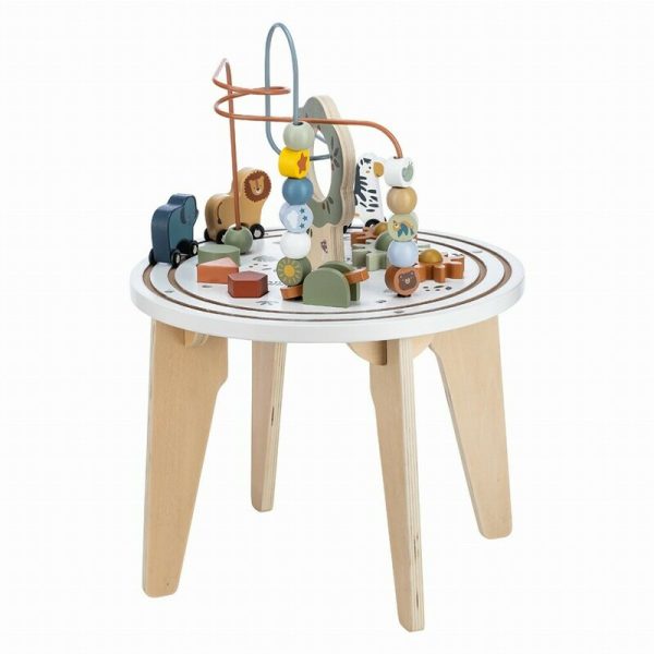 Masuta Montessori cu activitati, Free2Play, Cu multiple activitati, Dezvolta coordonarea ochi-mana, Din lemn, 18 luni+, Think and Play