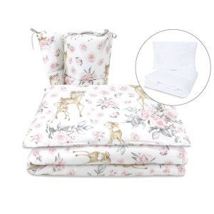 miminu-set-lenjerie-patut-5-piese-cu-pilota-si-perna-din-bumbac-pentru-patut-120x60-cm-sweet-deer-pink-3258645-4.jpeg Lenjerie patut cu 5 piese, MimiNu, Pentru patut 120x60 cm, Cu pilota si perna, Din bumbac certificat Oeko Tex Standard 100, Sweet Deer Pink