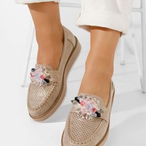Mocasini cu talpa groasa Veiga V2 aurii