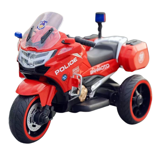 Motocicleta cu 3 roti, Kinderauto POLICE BJML5188 60W, 6V cu scaun tapitat, culoare rosu