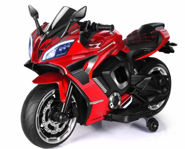 Motocicleta electrica copii Kinderauto R9, putere 150W, 24V, roti moi, scaun tapitat, rosie