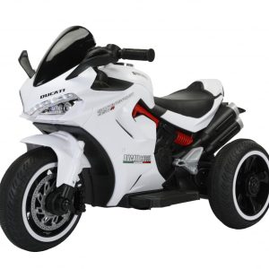 Motocicleta electrica cu 3 roti, Kinderauto SuperSpeed, 70W, 12V 7Ah, Alba