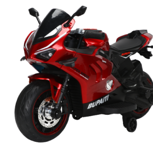 Motocicleta electrica, Kinderauto BDQ888 70W 12V cu roti moi, Bluetooth, rosie