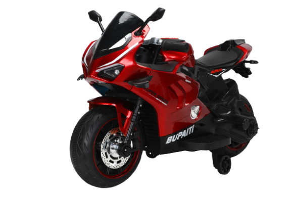 Motocicleta electrica, Kinderauto BDQ888 70W 12V cu roti moi, Bluetooth, rosie