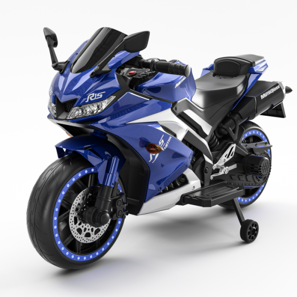 Motocicleta electrica pentru copii 3-9 ani, Kinderauto TR15 SuperBike, dotari PREMIUM, albastra
