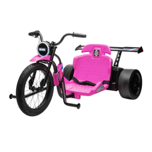 Motocicleta electrica pentru copii, Kinderauto Drift-Trike, roti moi, centura siguranta, 500W, 24V 10Ah, roz