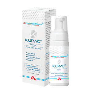 mousse-kurac-braderm.png Spuma pentru curatarea pielii Kurac, 100 ml, Braderm