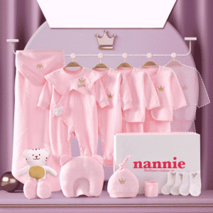 nannie-set-roz.png Hăinuțe Cadou Bebe Set Roz S 18 Piese Crown - 0-3 luni