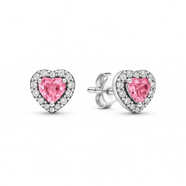 nnyy.jpg Cercei Pink Heart Silver cu Argint