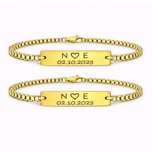 Set 2 Bratari Personalizate Inima cu Aur