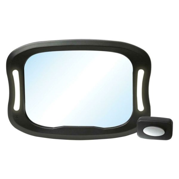 Oglinda auto, FreeON, Pentru masina, Cu iluminare LED, Include telecomanda pentru pornire si oprire usoara, 28x21 cm, Black