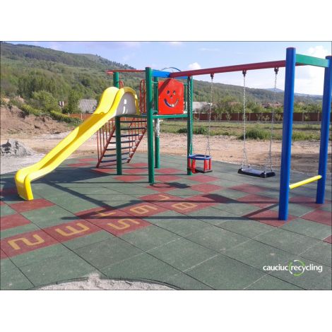 ȘOTRON din dale de cauciuc 500X500X30 mm - Multicolor