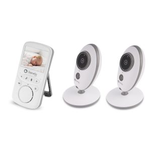 Video monitor, Lionelo, Babyline 5.1, Wireless, Cu 8 cantece de leagan, Cu doua camere independente, Mod nocturn, Utilizare 24 h fara incarcare, Alb