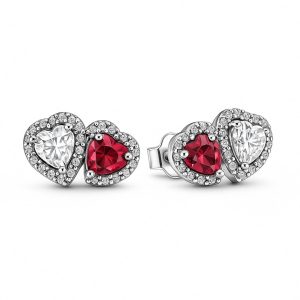 Cercei Dublu Heart Silver cu Argint