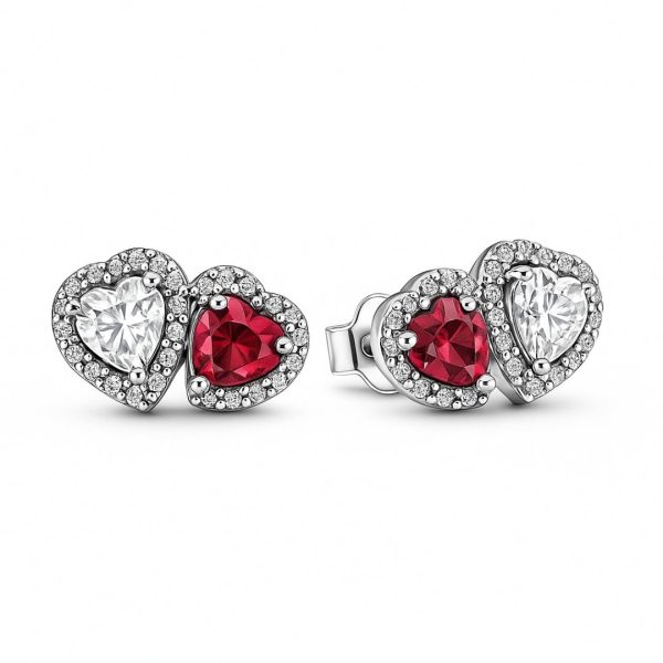 Cercei Dublu Heart Silver cu Argint