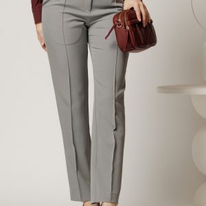 Pantalon DY Fashion gri conici din stofa