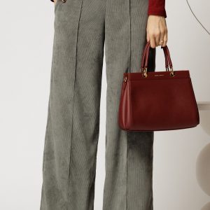 Pantalon DY Fashion lejer din velur gri cu buzunare