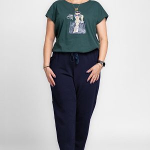 Pantaloni bleumarin casual sport din bumbac cu buzunare laterale