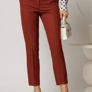 Pantaloni dama conici office caramizii