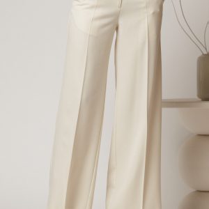 Pantaloni DY Fashion lungi ivoar din stofa si croi lejer