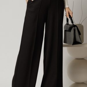 Pantaloni DY Fashion negri cu croi lejer si elastic pe talie