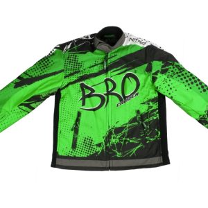 Geaca KIMO Kids BRO Motocross cu aparatori, ideal pentru copii pasionati de motocross, verde