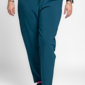 Pantaloni turcoaz casual sport din bumbac cu buzunare laterale