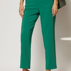 Pantaloni verzi conici cu nasturi decorativi pe talie