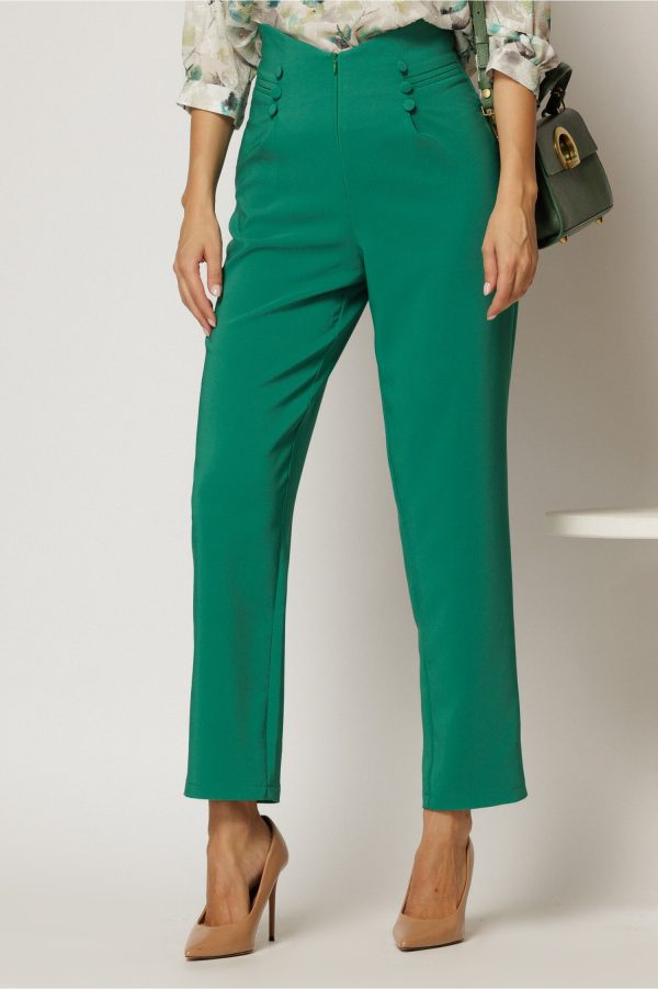 pantaloni-verzi-conici-cu-nasturi-decorativi-pe-talie-1489393-1162453-4.jpeg Pantaloni verzi conici cu nasturi decorativi pe talie
