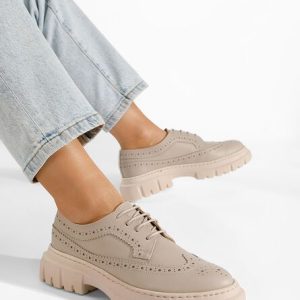 Pantofi dama brogue Henise V3 bej