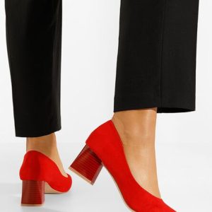 Pantofi cu toc gros Salma rosii