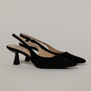 Pantofi negri eleganti din piele intoarsa ecologica