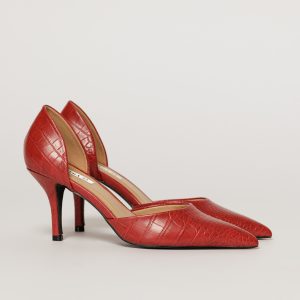Pantofi rosii eleganti din piele ecologica cu model snake