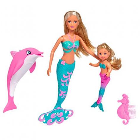 Papusi Steffi Si Evi Sirene Cu Delfin