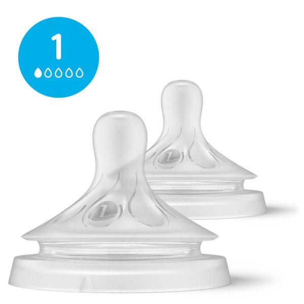 Set tetine, Philips Avent, Natural Response, 2 buc, Cu debit 1 (extra lent), Transparent