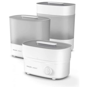 Sterilizator electric, Philips Avent, Pentru biberoane, Cu tava de scurgere, Sterilizare in 10 min, Design compact, 220V, Alb