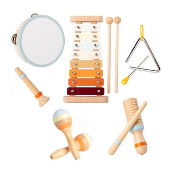 pian-cu-coada-cu-30-clape-si-scaunel-inclus-din-lemn-roz-copie-860628.jpg Set Montessori de 6 instrumente muzicale pentru copii, din lemn
