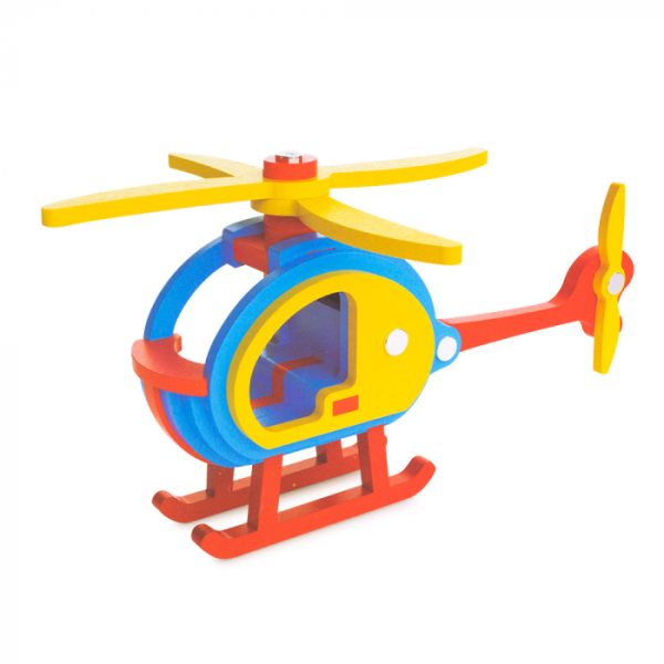 Piese din Lemn pentru Asamblare - 29 Piese - Elicopter - Nurio