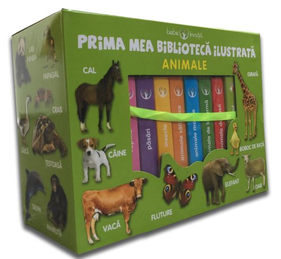 Cutie. Prima mea bibliotecă ilustrată. Animale. Bebe învață (8 cărticele)