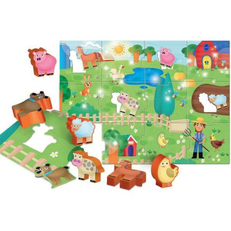 Puzzle de podea - distractie la ferma (12 piese)