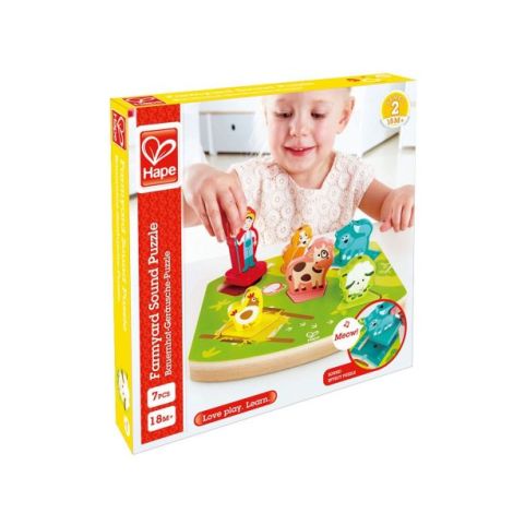 Puzzle din lemn cu sunete - Ferma