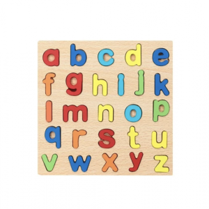 Puzzle incastru 3D litere mici, din lemn, 20x20 cm