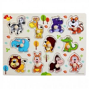 Puzzle Incastru Din Lemn Cu Animale Salbatice Baby